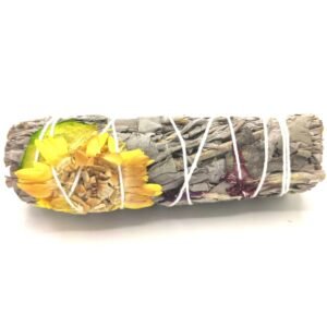 Atado de Salvia con Pétalos de Dalia 10cm - Smudge Stick - Imagen 2