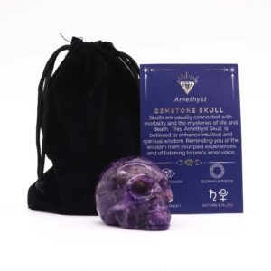 Calavera Grande de Amatista Natural + Bolsa y Tarjeta - 5cm