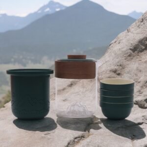 Set de Té de Viaje Montaña - Tetera Cerámica y 4 Tazas - Imagen 1