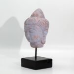 Cabeza de Buda en Soporte - Acabado Cobre Azul Místico