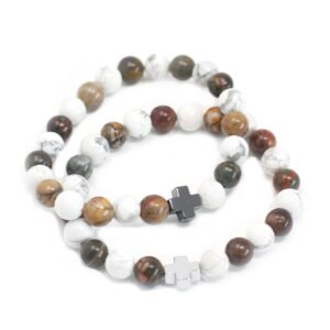 Pack 2 Pulseras de Piedras Naturales Paz con Cruz - Imagen 13