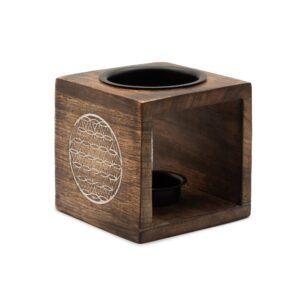 Quemador Esencias Flor de la Vida en Madera de Mango - 12cm - Imagen 4