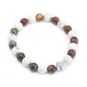 Pack 2 Pulseras de Piedras Naturales Paz con Cruz - Imagen 2