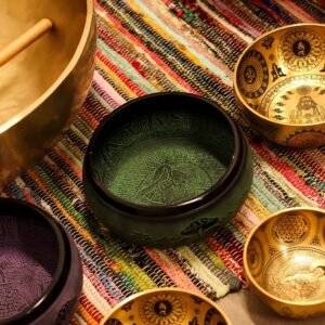 Cuenco Tibetano Hongo Verde Musgo - 23cm y 1,3kg Potente - Imagen 7