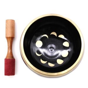 Cuenco Tibetano Fases Lunares 14cm - Set Negro y Dorado - Imagen 2