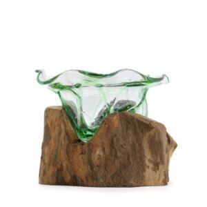 Cuenco de Lujo Grande: Vidrio Reciclado y Madera de Gamal - Imagen 1