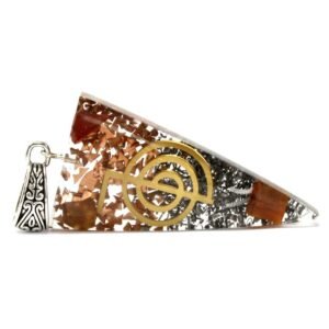 Colgante Orgonita Punta 3 Metales y Espiral con Gemas