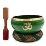 Cuenco Tibetano Árbol de la Vida 14cm - Set Verde y Dorado