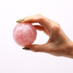 Bola de Cuarzo Rosa con Soporte de Madera - Imagen 4