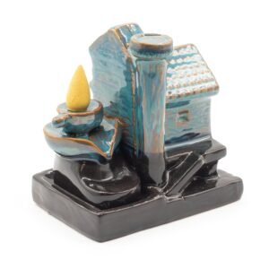 Quemador de Incienso Reflujo Inverso – Casa Molino de Agua en Cerámica - Imagen 1