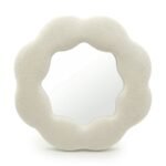 Espejo Decorativo Suave en Forma de Flor – Marco Ondulado Beige Piedra