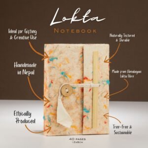 Mini Cuaderno Lokta de Algodón Mixto – Grande (12x8 cm) – 40 Hojas - Imagen 1
