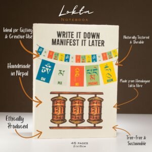 Cuaderno Motivacional Lokta "Escríbelo Manifestado" Bandera Oración – Grande 45 Hojas - Imagen 4