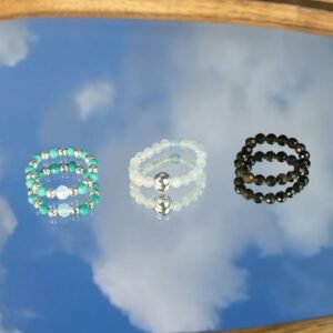 Conjunto de Anillos con Gema de Ninfa – Inspirado en el Océano sin Fin - Imagen 1