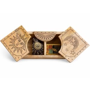 Baúl de Tarot en Madera de Mango - Organizador Celestial con Doble Tapa y Compartimentos - Imagen 2