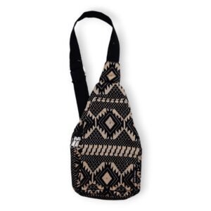Mochila Cruzada Jacquard "Telar del Desierto" – Bolso Bandolera Boho de Algodón (40x20 cm)