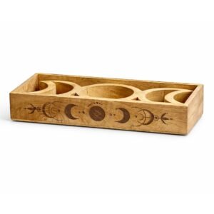 Bandeja de Madera de Mango para Tarot - Organizador con Fases Lunares y Soporte para Cartas - Imagen 1