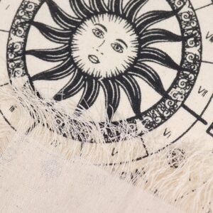 Tapete para Péndulo y Adivinación "Cara del Sol" - Paño de Altar de Algodón con Flecos - Imagen 2