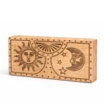 Cofre de Altar para Tarot en Madera de Mango - Organizador con Cajón y Soporte "Sol y Luna"