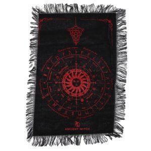 Paño de Adivinación "Sol Místico" Negro y Rojo – Tapete para Péndulo y Altar Ancient Witch - Imagen 1