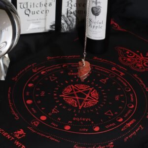 Paño de Adivinación "Sol Místico" Negro y Rojo – Tapete para Péndulo y Altar Ancient Witch - Imagen 2