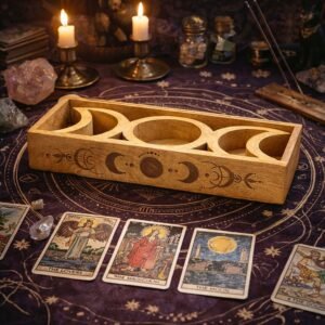 Bandeja de Madera de Mango para Tarot - Organizador con Fases Lunares y Soporte para Cartas - Imagen 3
