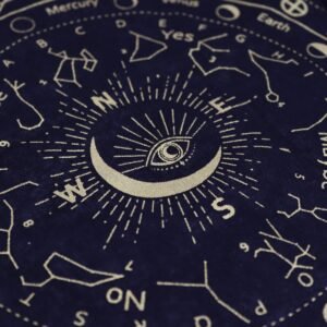 Paño de Adivinación "Ojo que todo lo ve" Negro y Dorado – Tapete de Altar con Zodíaco y Símbolos Celestiales - Imagen 3