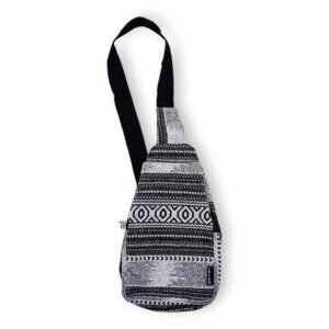 Mochila Cruzada "Caravana Urbana" – Bolso Bandolera Jacquard Monocromo (40x20 cm) - Imagen 1